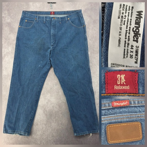 Wrangler Other - Wrangler 31MWZPW Relaxed Fit Jeans Mens 44x30 Blue Denim Workwear 100% Cotton